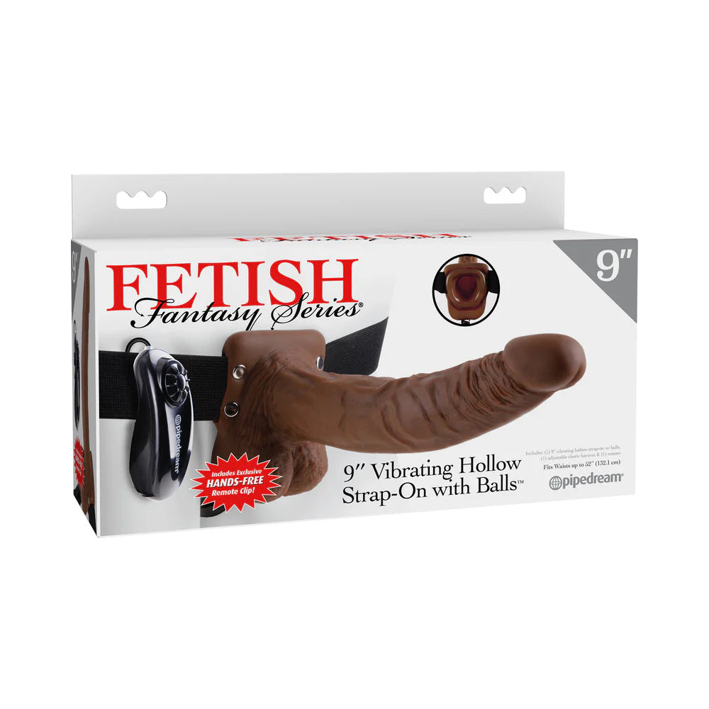 Fetish Fantasy 9in Vibrating Hollow Strap-on With Balls