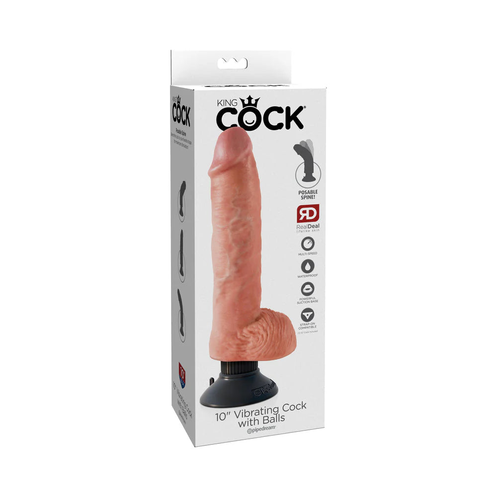 King Cock 10in Vibrating Cock W/balls