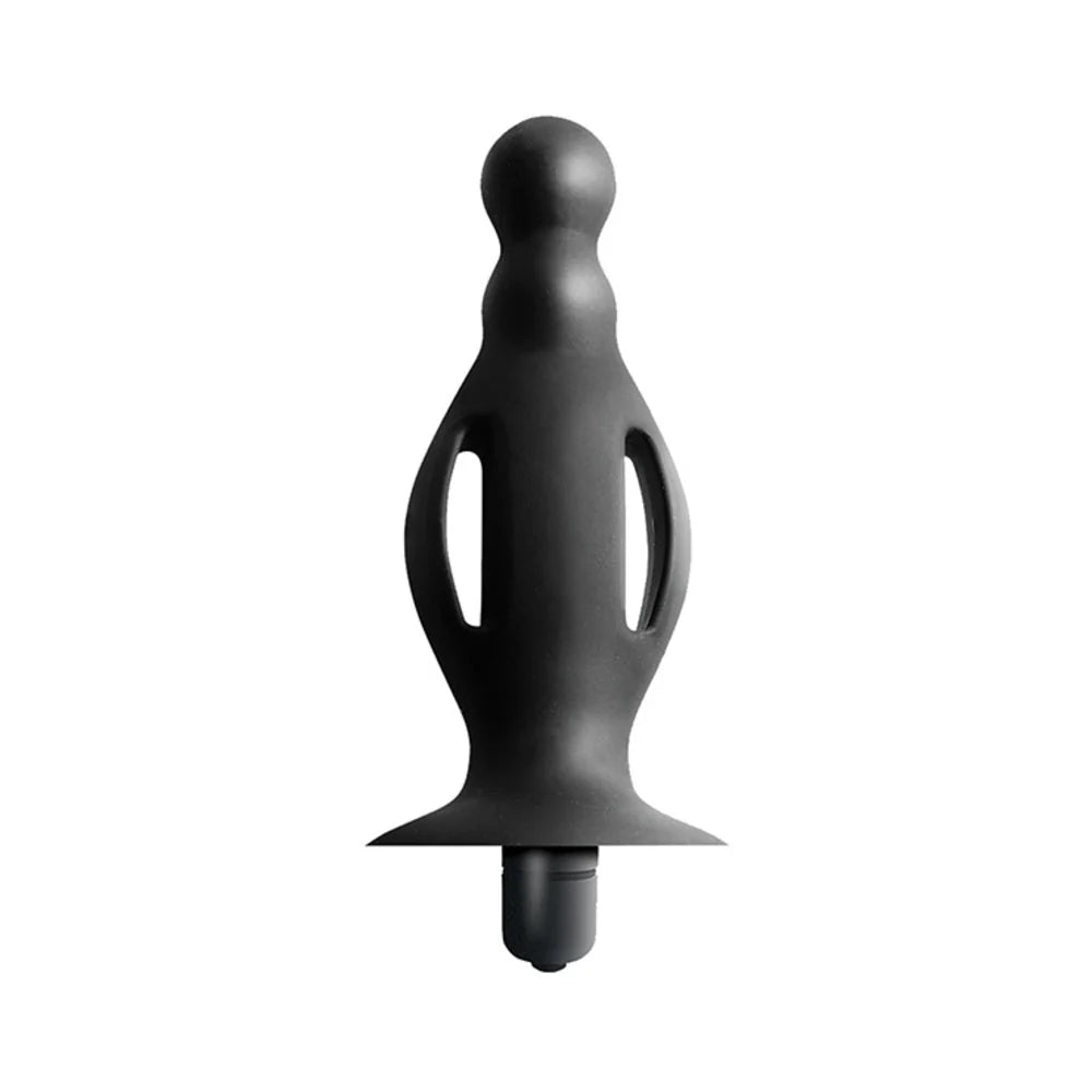 Commander Beginners Vibrating Buttplug Removeable Bullet Suction Cup Base Silicone Black