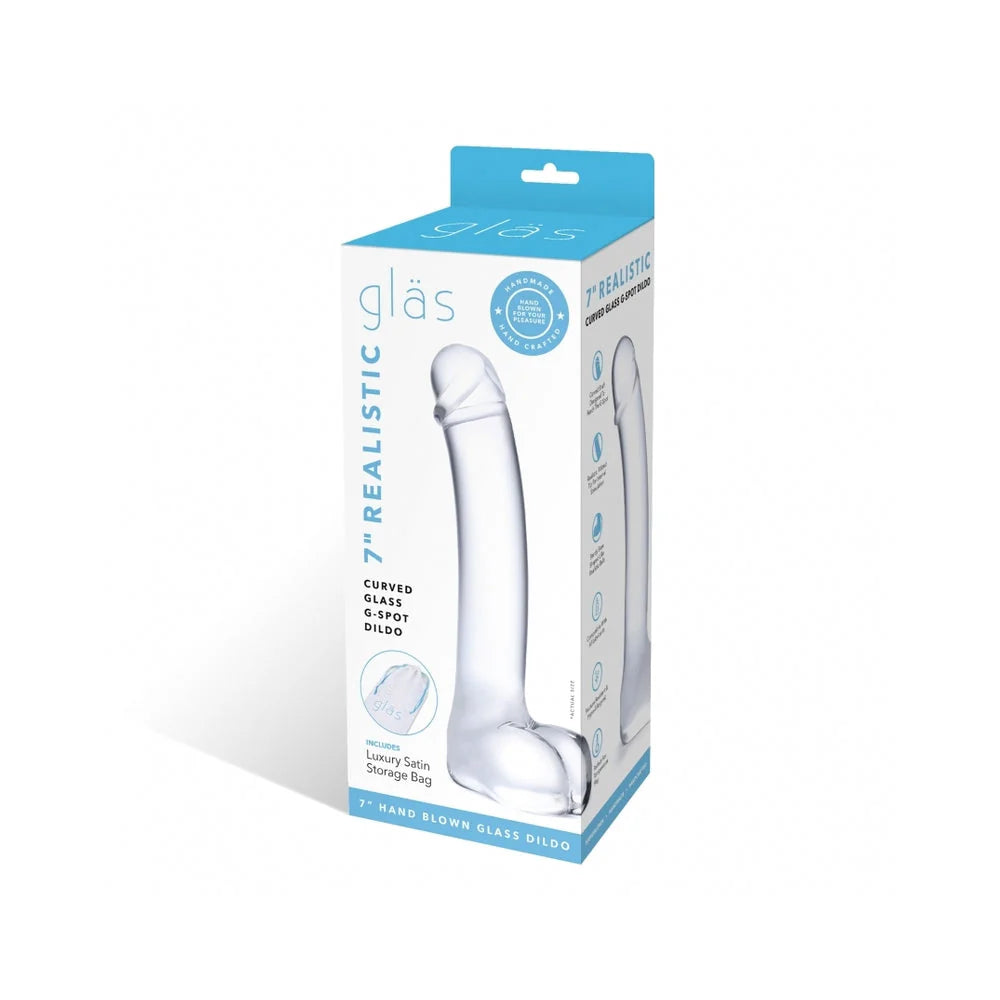 7" Realistic Curved Glass G-Spot Dildo
