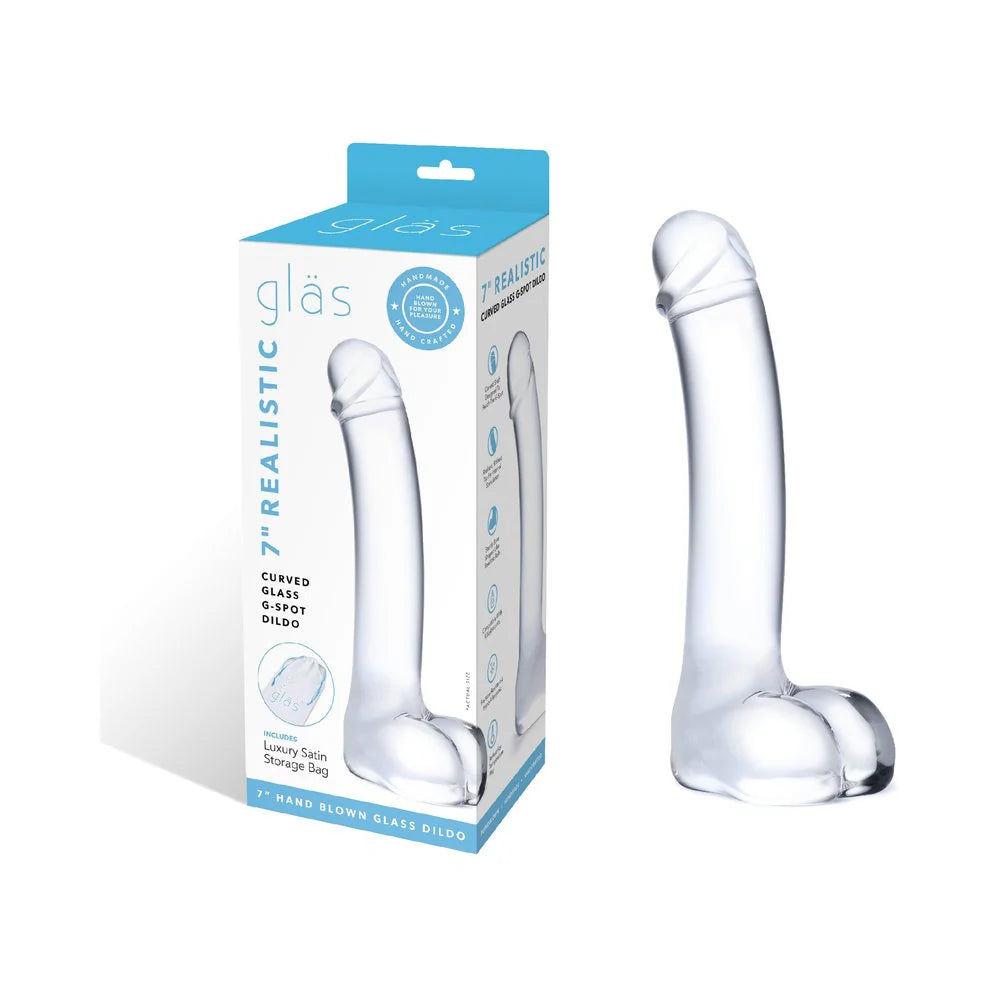 7" Realistic Curved Glass G-Spot Dildo