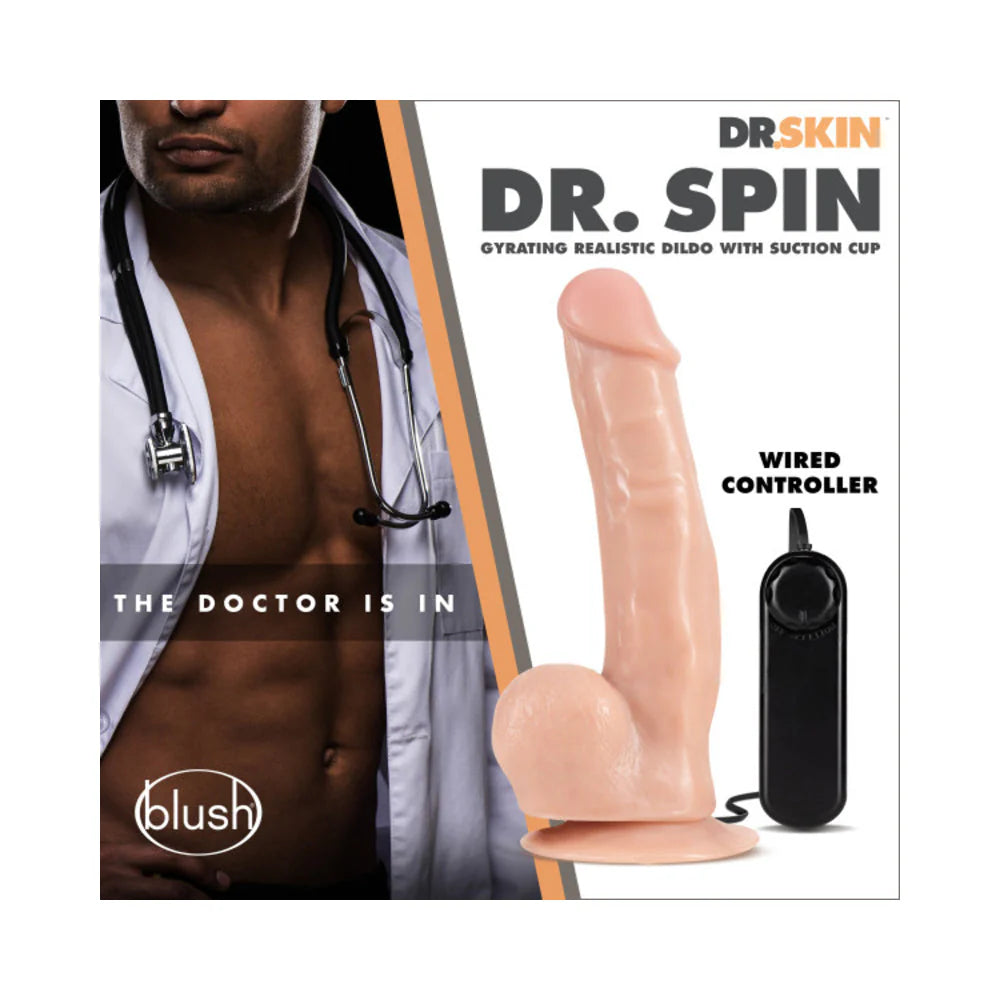 Dr. Skin - Dr. Spin 8" Gyrating Dildo Vanilla