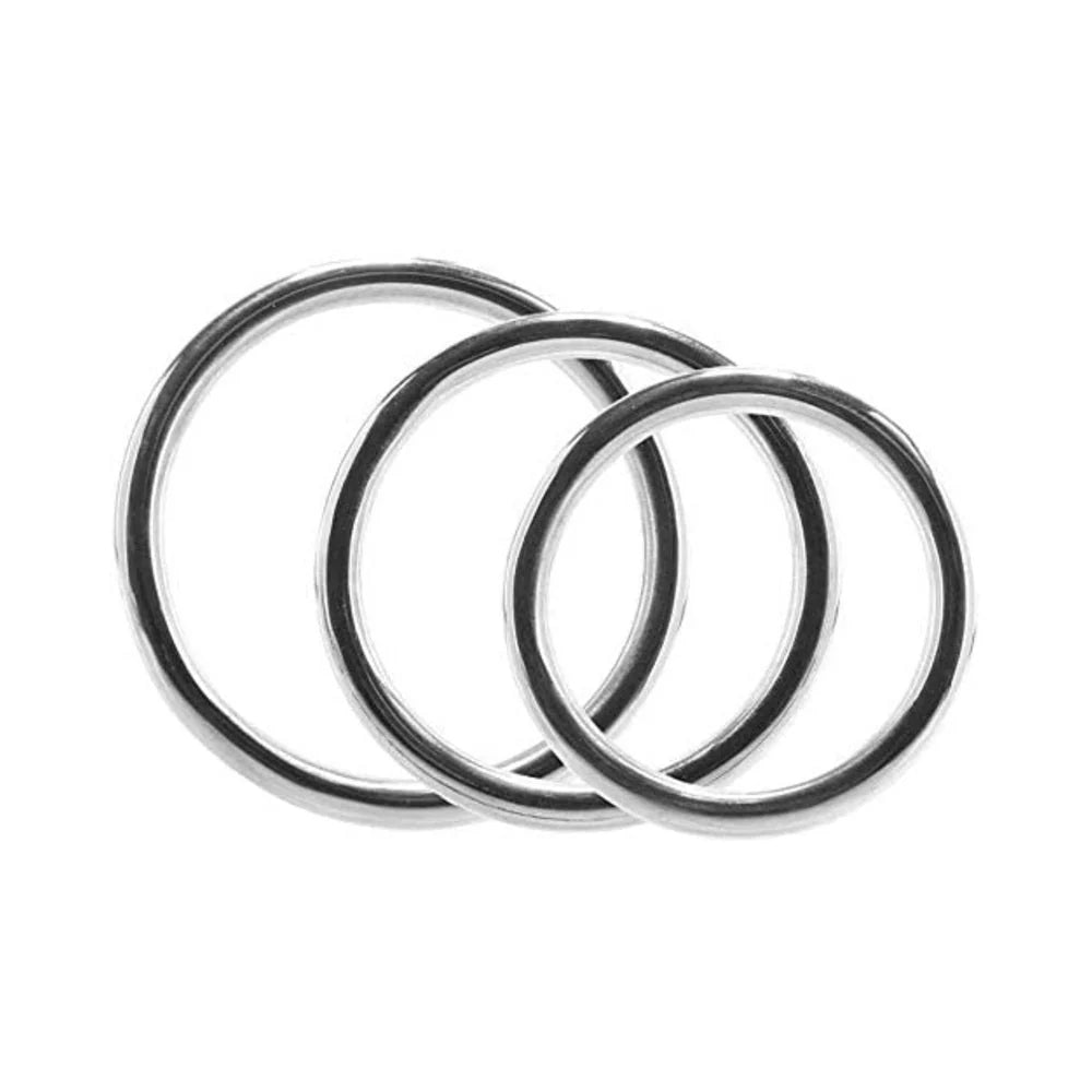 Stainless Steel Stainless Steel 3 Piece Cock Ring Set (55mm/50mm/45mm)