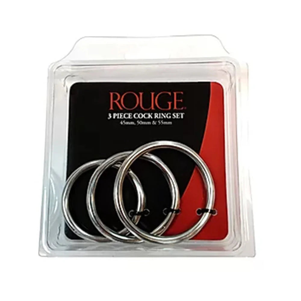 Stainless Steel Stainless Steel 3 Piece Cock Ring Set (55mm/50mm/45mm)
