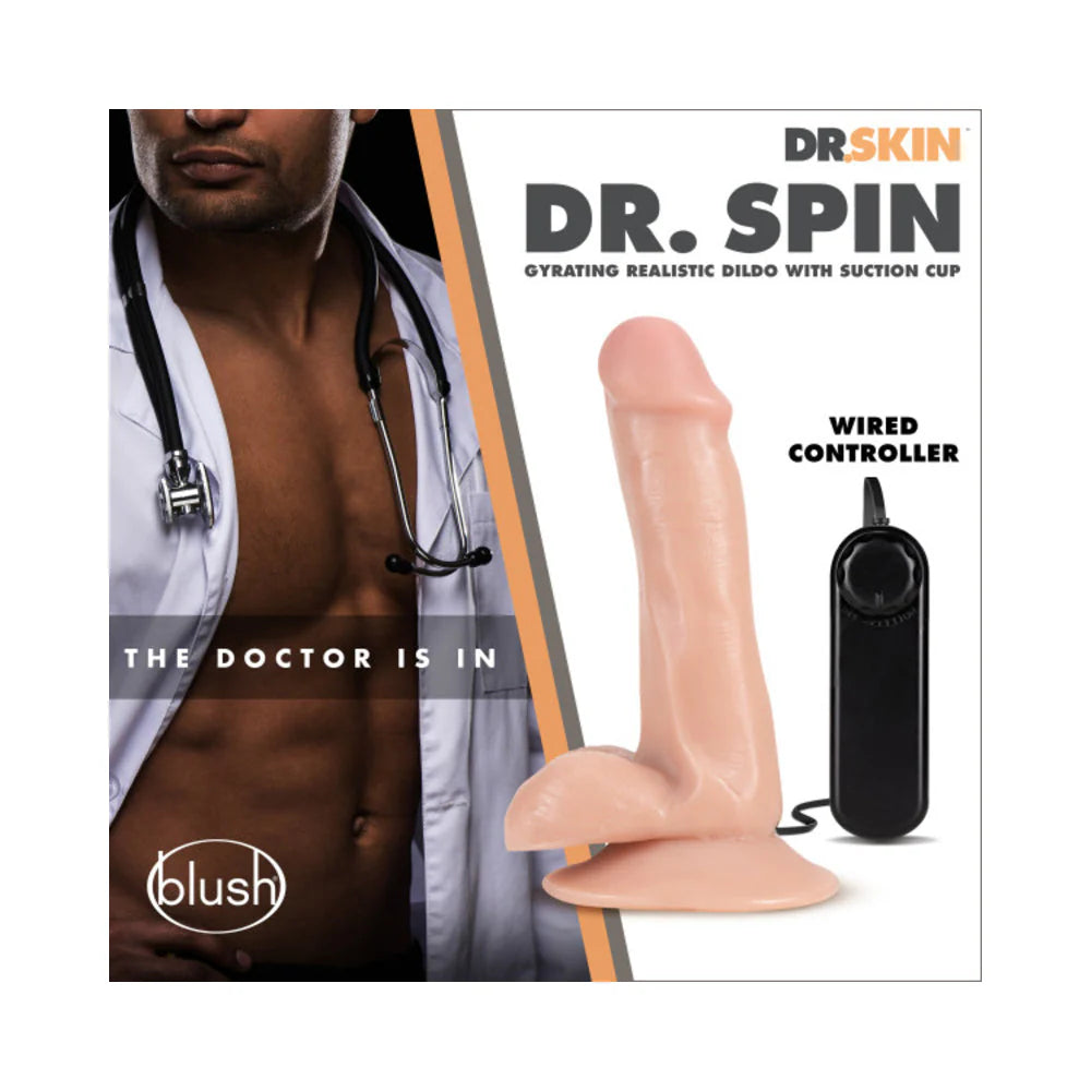 Dr. Skin - Dr. Spin 6" Gyrating Dildo Vanilla