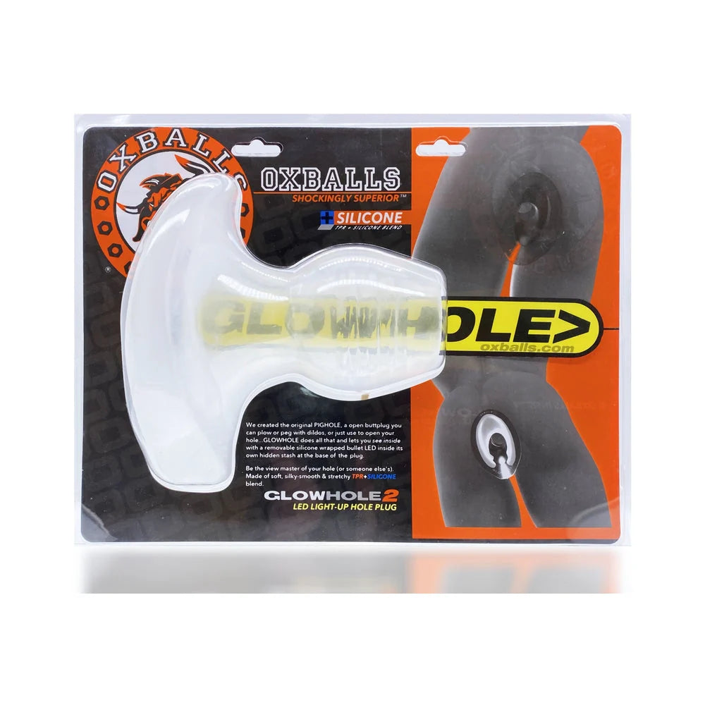 Oxballs Glowhole-2 Buttplug With Led Insert Large Clear Frost