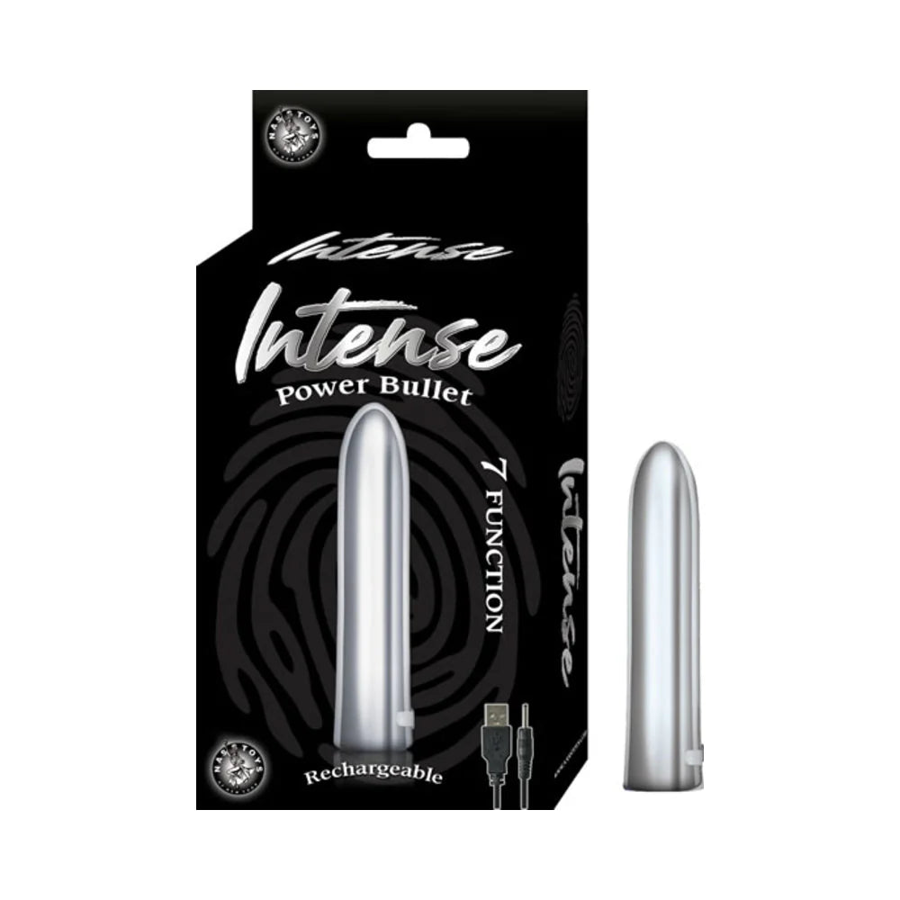 Intense Power Bullet Rechargeable 7 Function Usb Cord Included Waterproof Silver