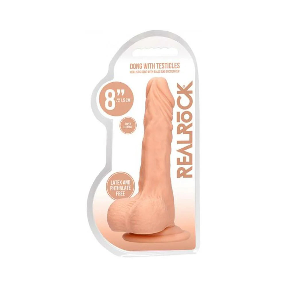 Real Rock Realistic Dildo With Balls - 8" - 20 Cm - Vanilla