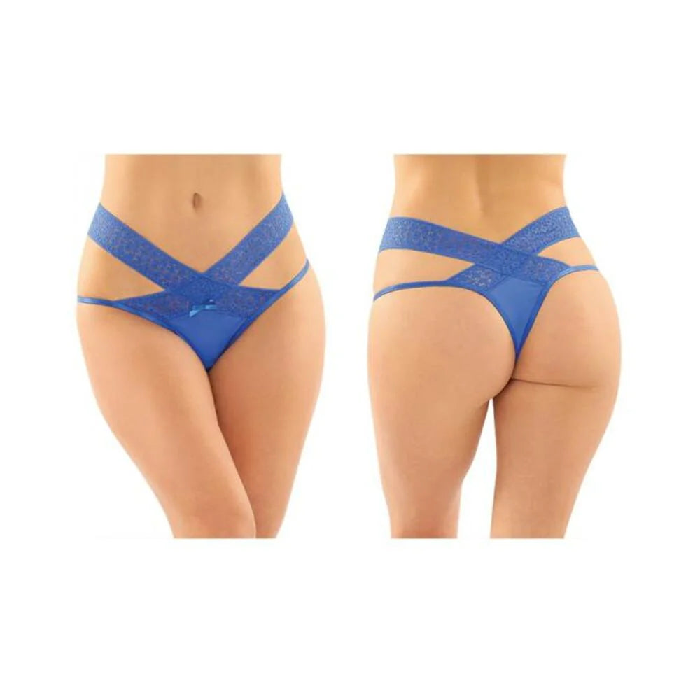 Daphne Microfiber Brazilian-cut Panty With Criss-cross Lace Waistband 6-pack S/m Royal
