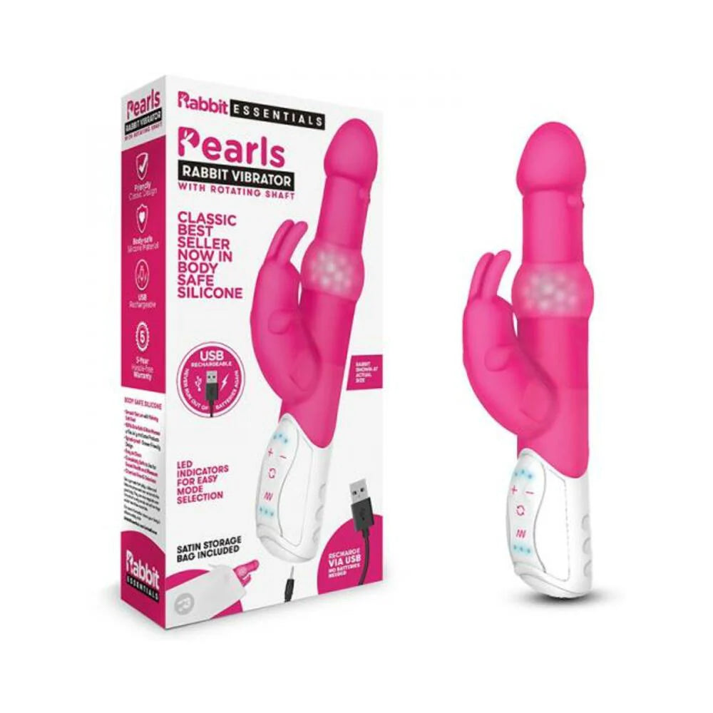 Rabbit Essentials Pearls Rabbit Vibrator Hot Pink
