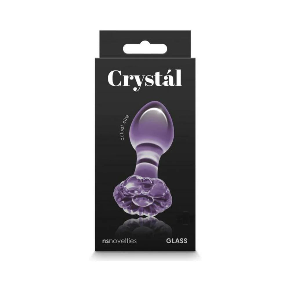 Crystal Flower Glass Anal Plug Purple