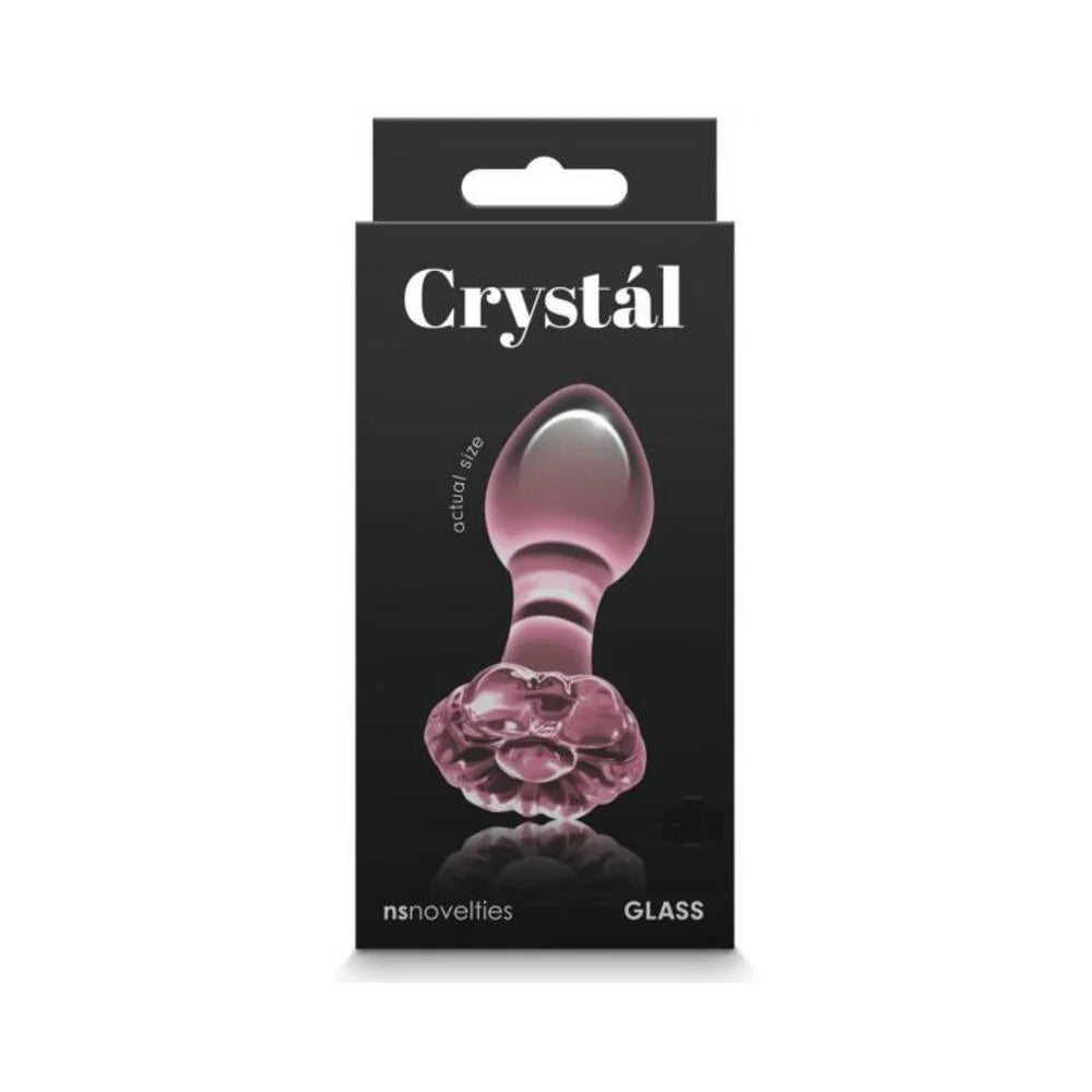 Crystal Flower Glass Anal Plug Pink