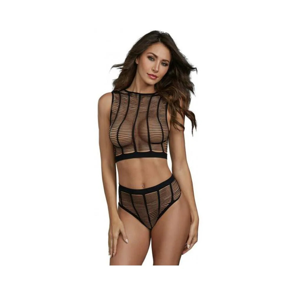 Dreamgirl Stretch Elastic Bralette And Garter Panty With Adjustable Hook & Eye Back And Back Neck Cl