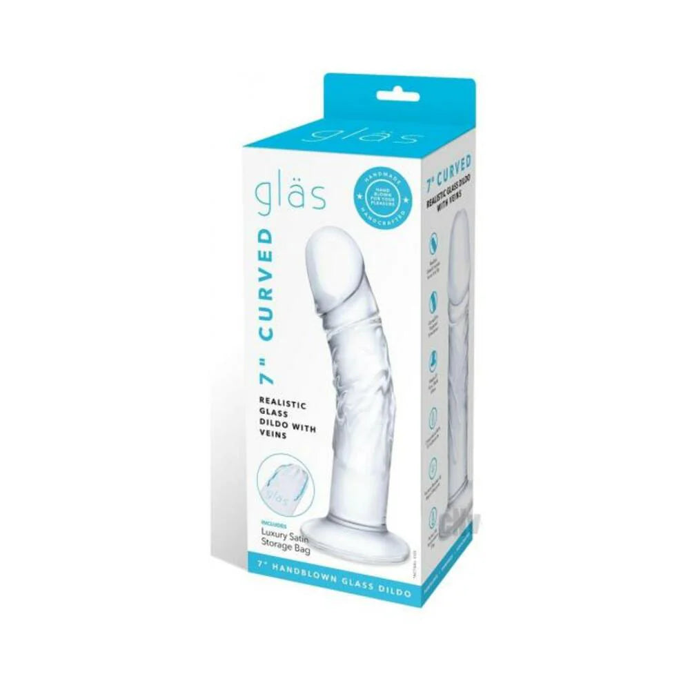 Glas Curved Realistic Glass Dildo With Veins 7 In.