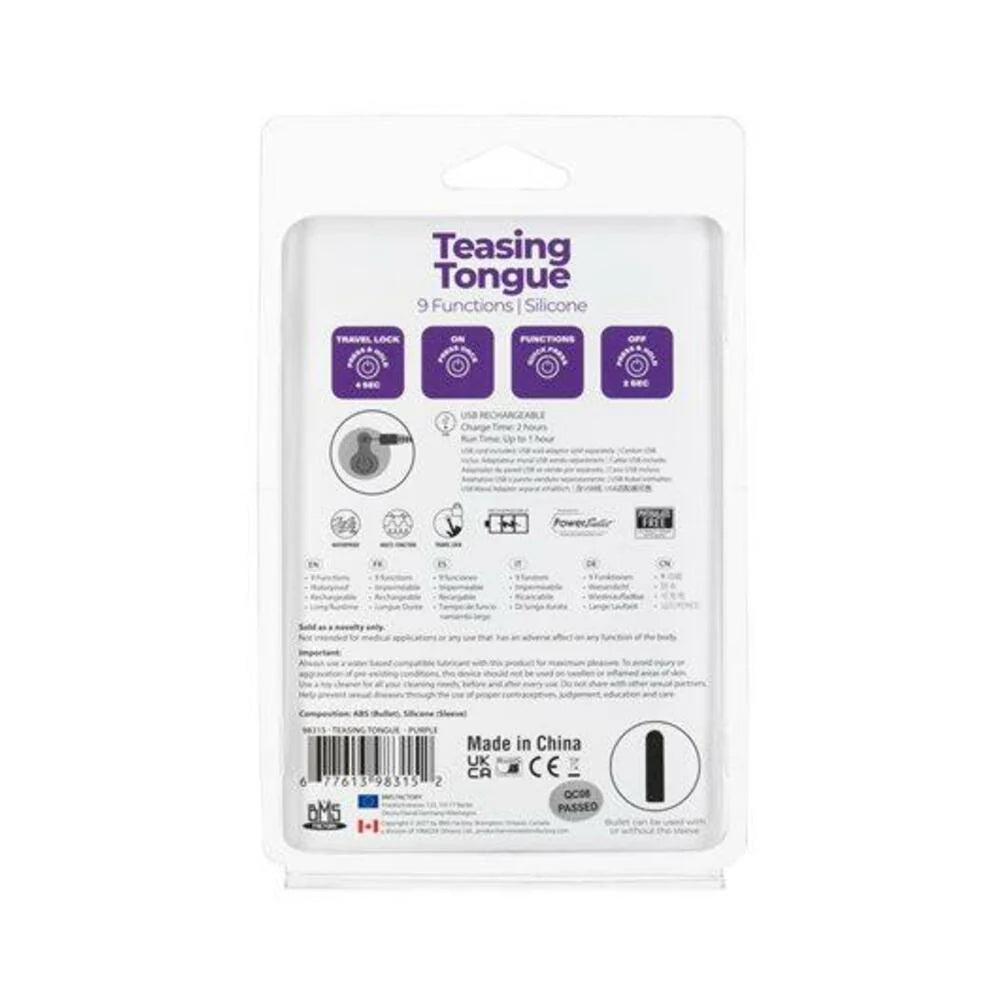 Powerbullet Teasing Tongue With Mini Rechargeable Bullet 2.5 In. Purple