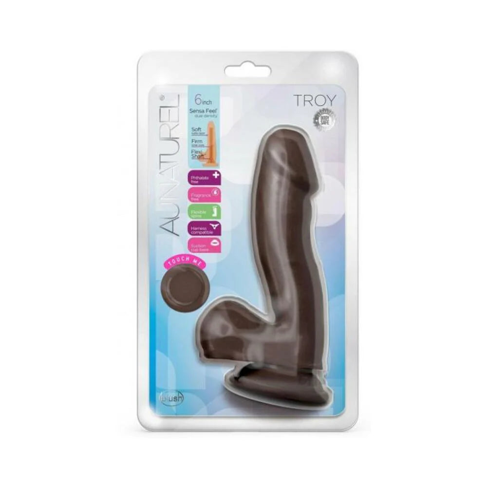 Au Naturel Troy Dildo 6 In. Chocolate