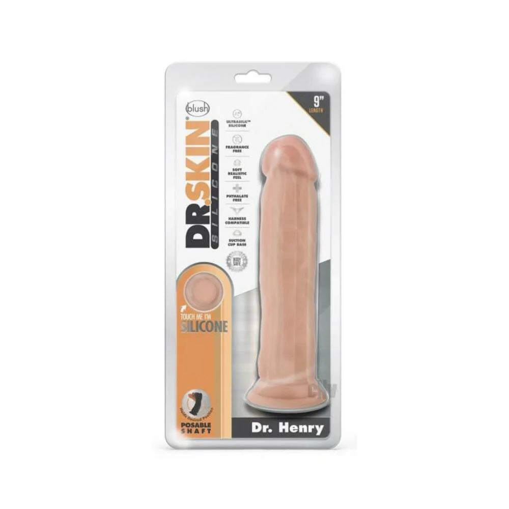 Dr. Skin Dr. Henry Dildo With Suction Cup Silicone 9 In. Vanilla
