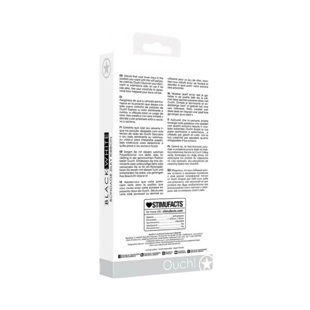 Ouch! Black & White Bondage Silky Ribbon Black