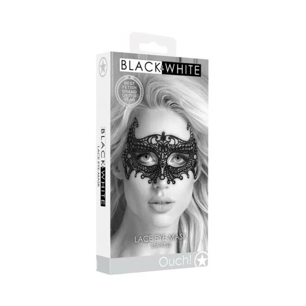 Ouch! Black & White Lace Eye Mask Empress Black