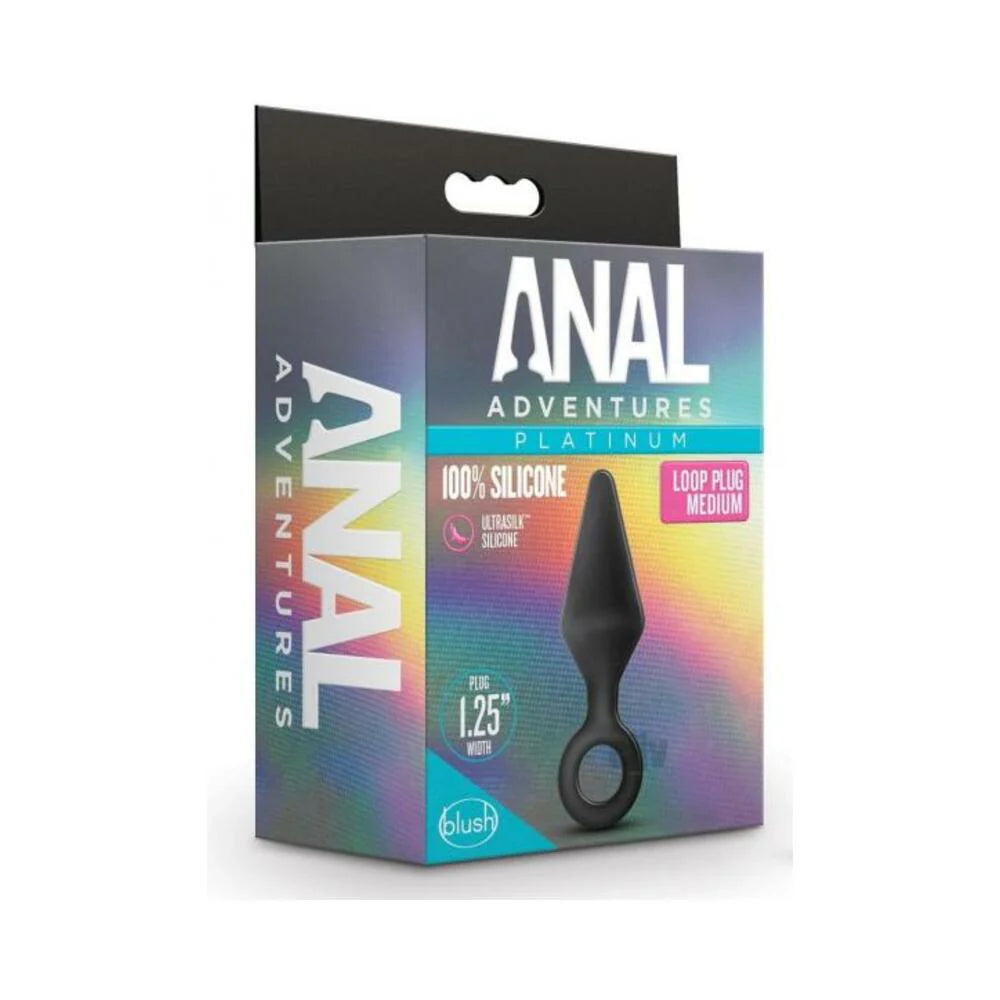 Anal Adventures Platinum Silicone Loop Plug Medium Black