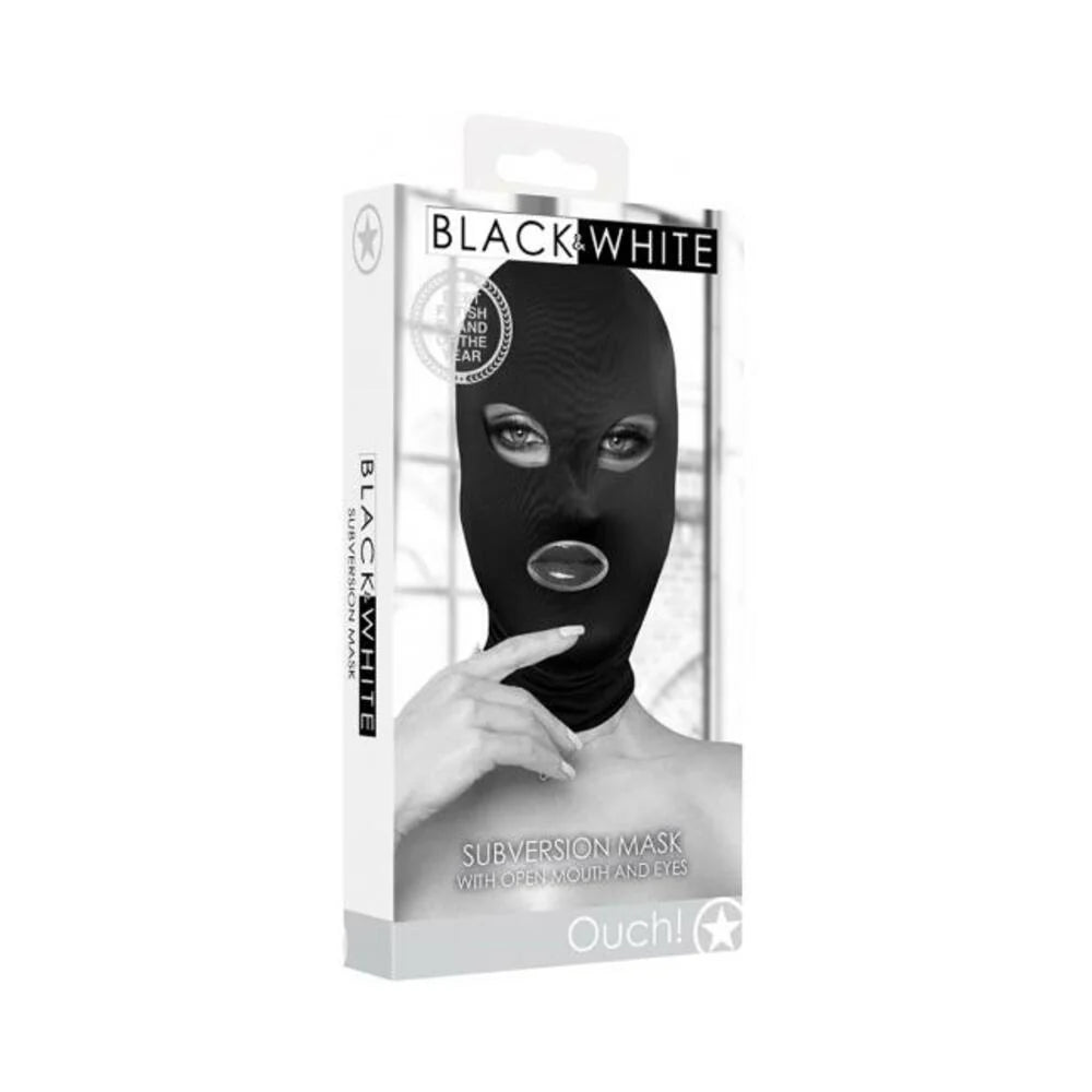 Ouch! Black & White Subversion Mask With Open Mouth And Eye Black