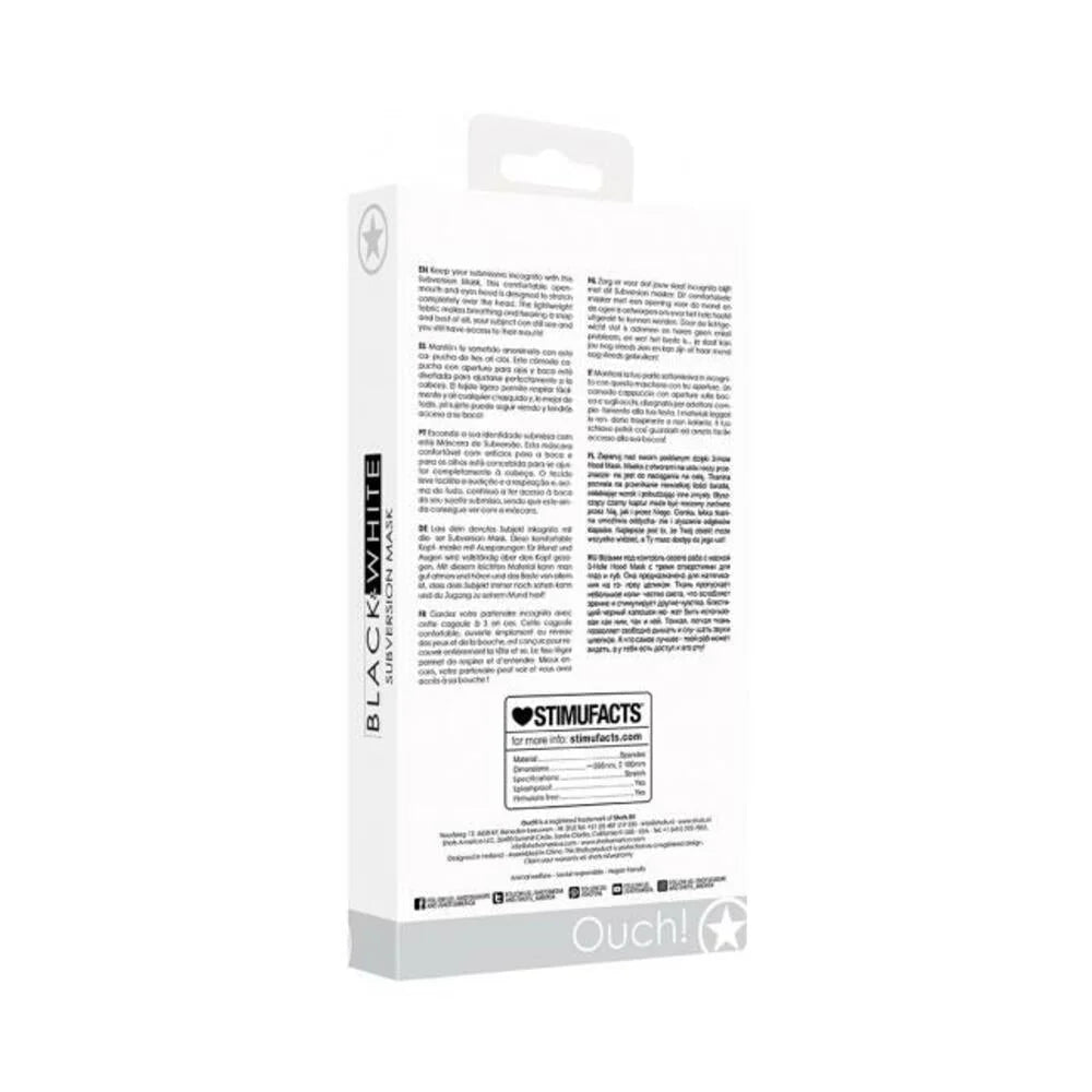 Ouch! Black & White Subversion Mask With Open Mouth And Eye Black