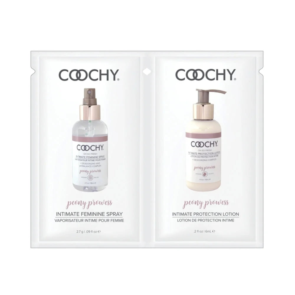 Coochy Peony Prowess Duo Foil Display Intimate Feminine Spray 0.9oz Intimate Protection Lotion 0.2oz