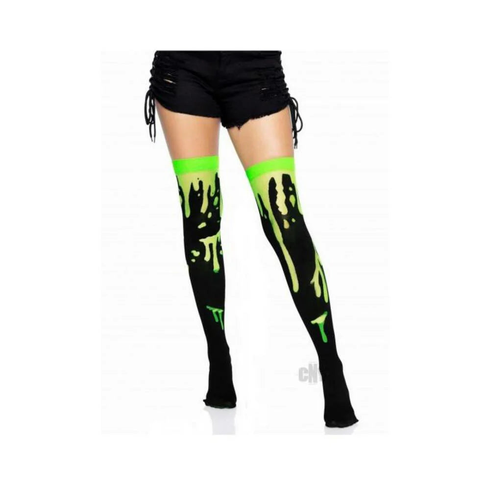 Splatter Thigh Highs Os Green