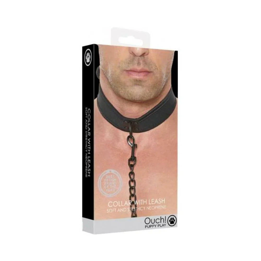 Ouch Neoprene Collar W/leash Black