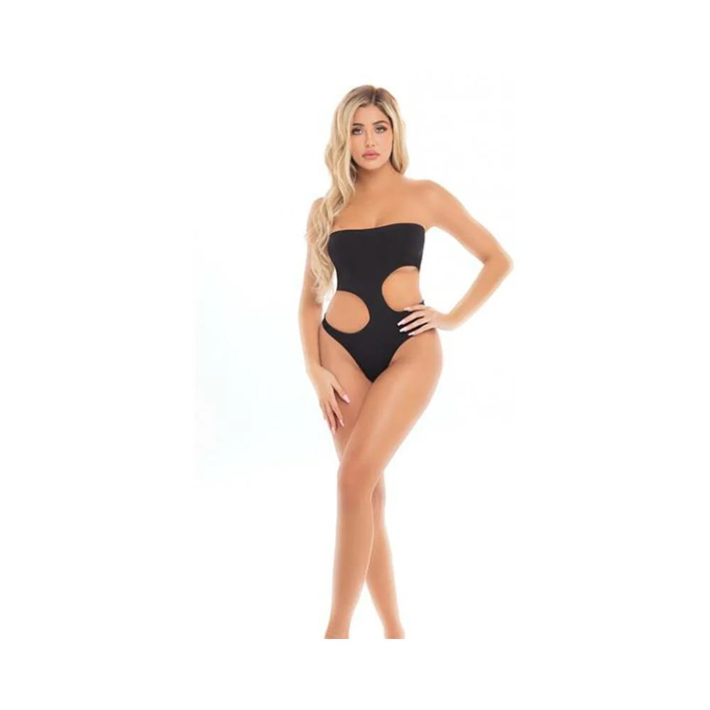 Pink Lipstick Fatale Cutout Bodysuit Black O/s