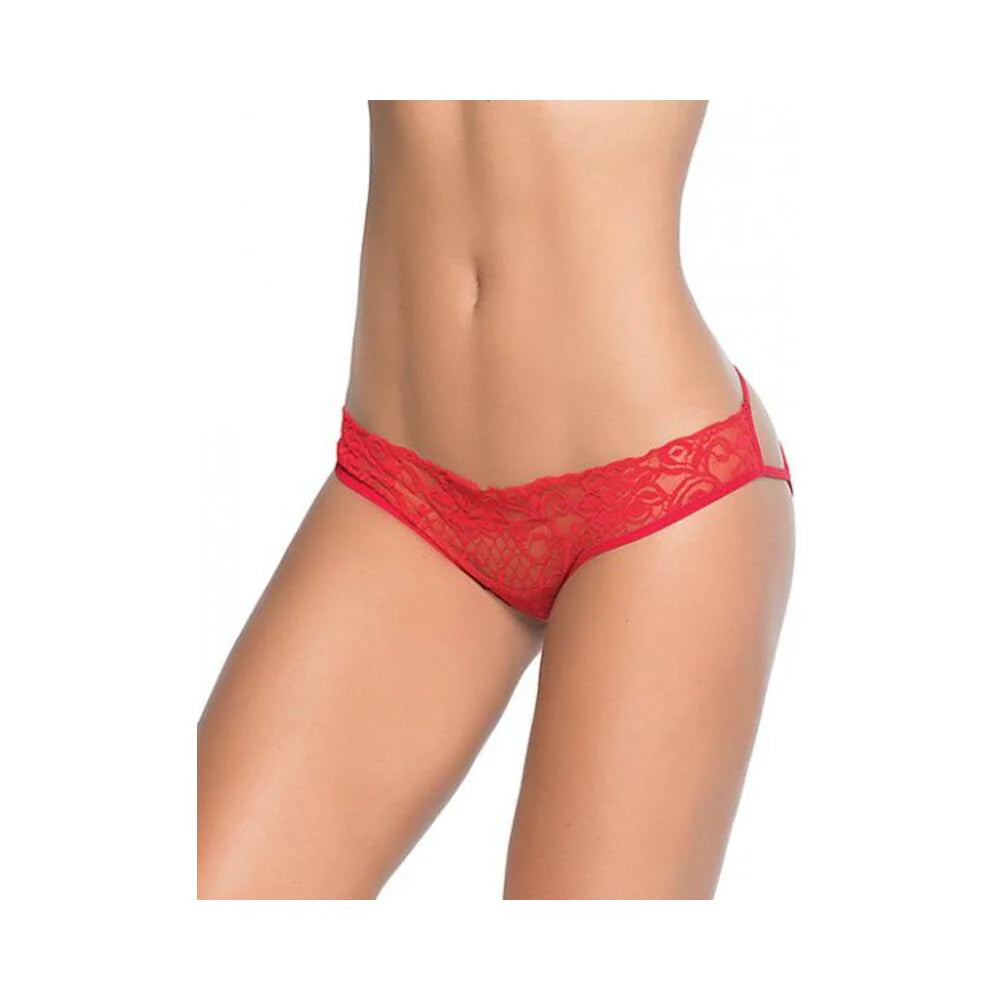Lace Panty W/back Cage Red Xl