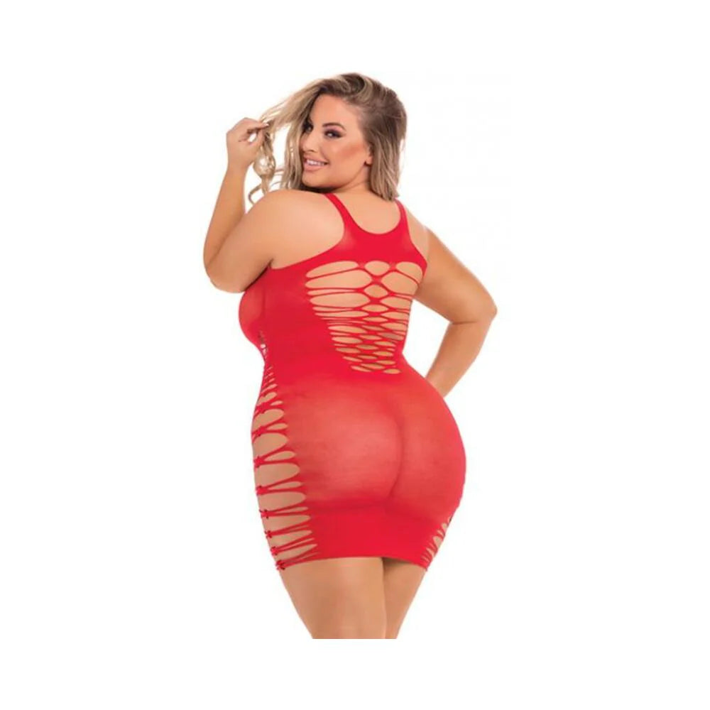 Back 2 Basixxx High Neck Dress Red 1X/3X