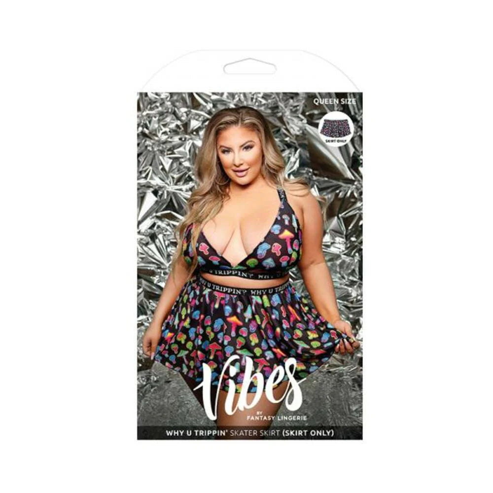Vibes Why U Trippin' Skater Skirt Queen Black