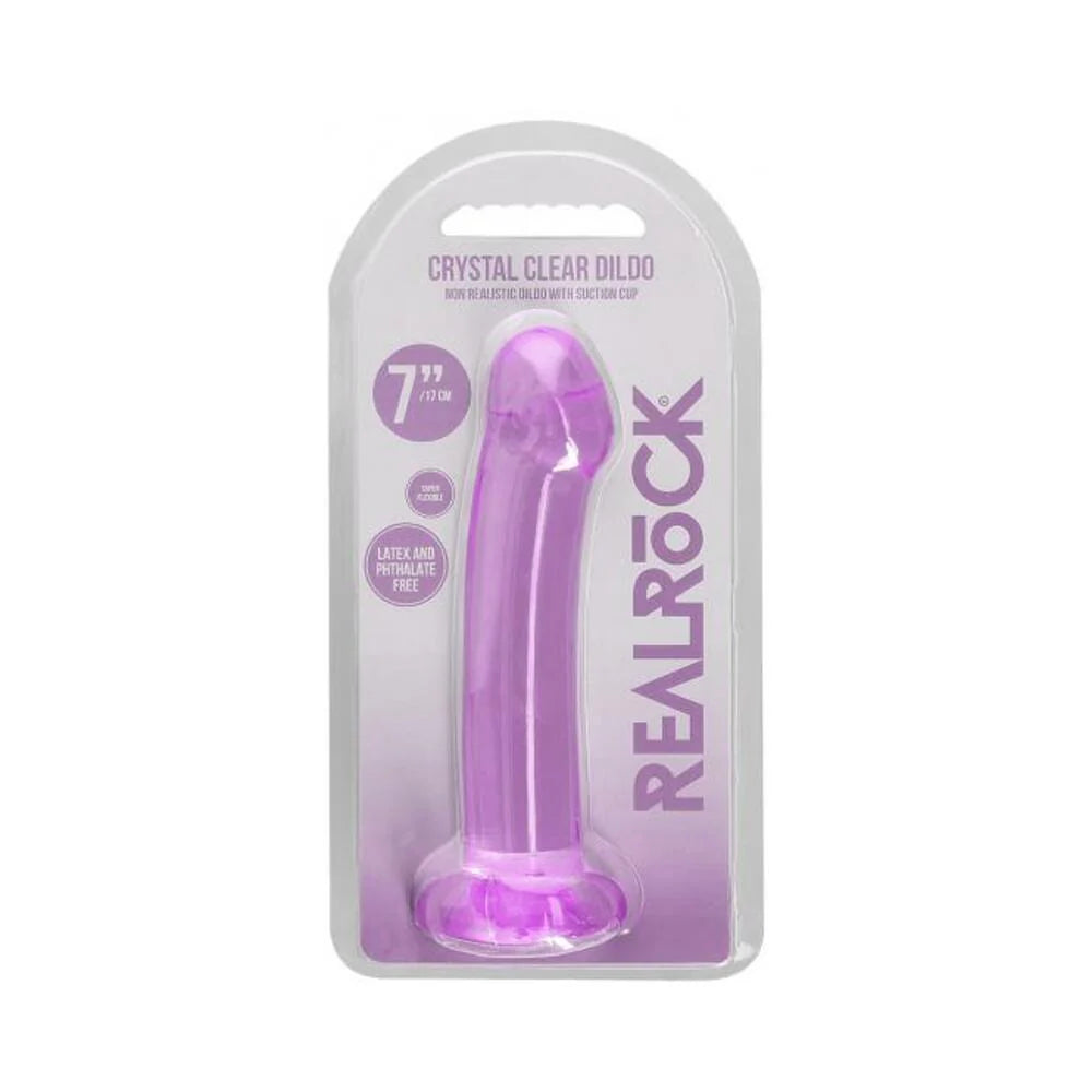 Shots Realrock Crystal Clear 7" Dildo - Purple