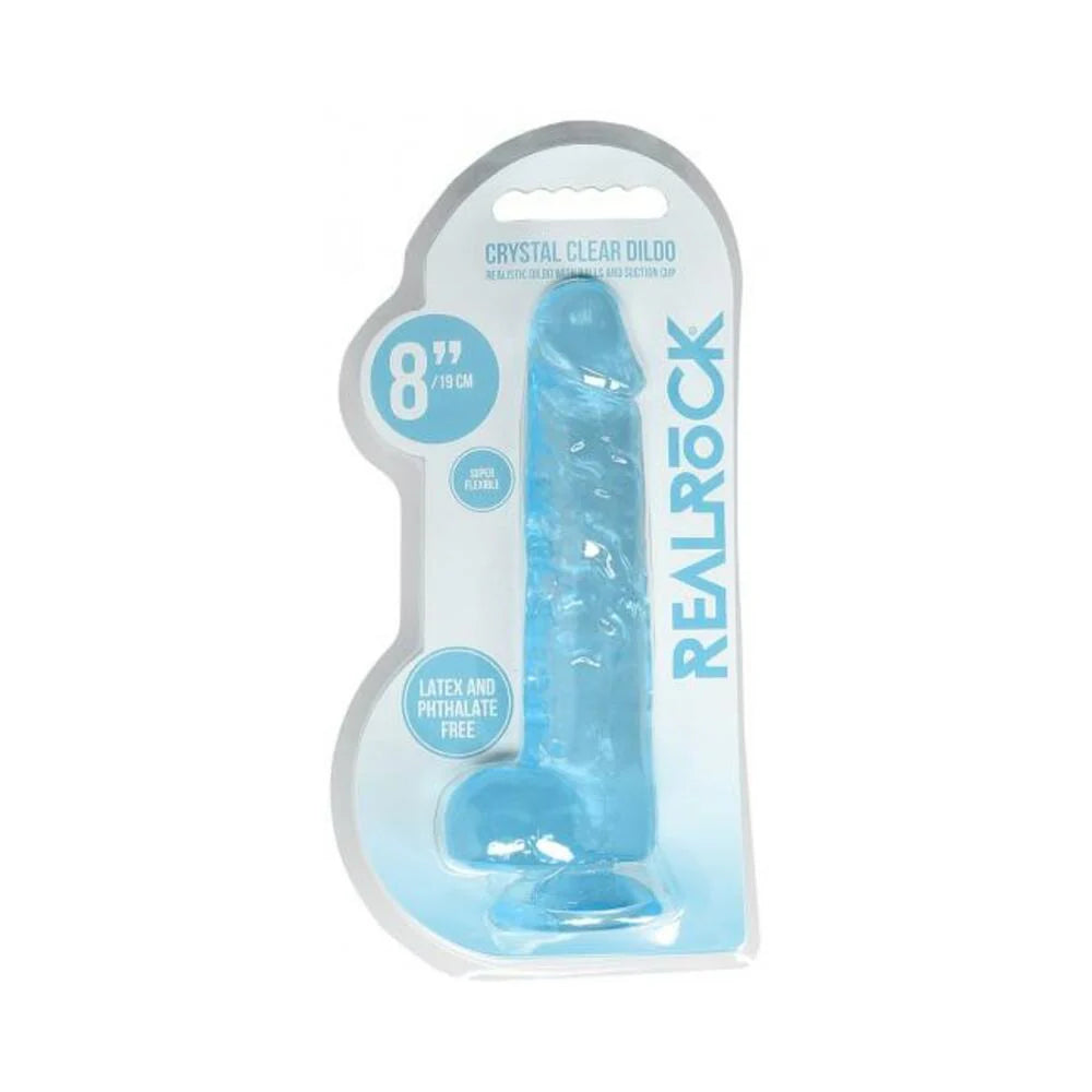Realrock 8in Realistic Dildo W/ Balls Blue
