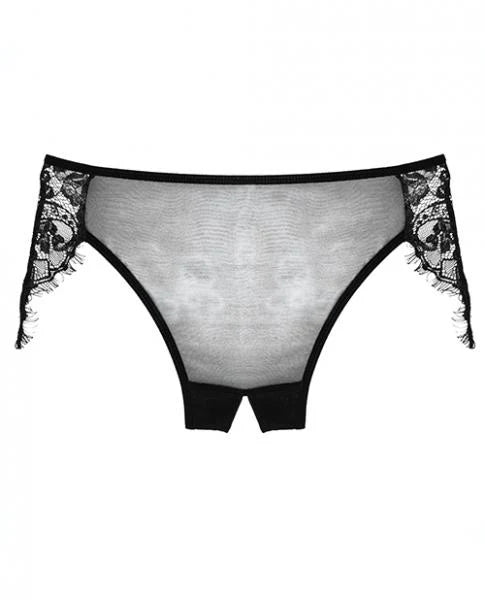 Adore Lavish & Lace Crotchless Panty Black O/S