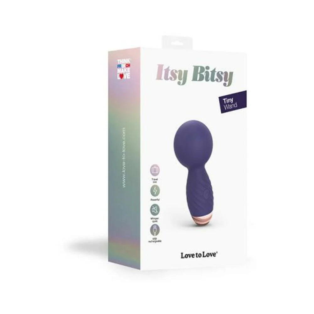 Love To Love Itsy Bitsy Rechargeable Silicone Mini Wand Vibrator Midnight Indigo