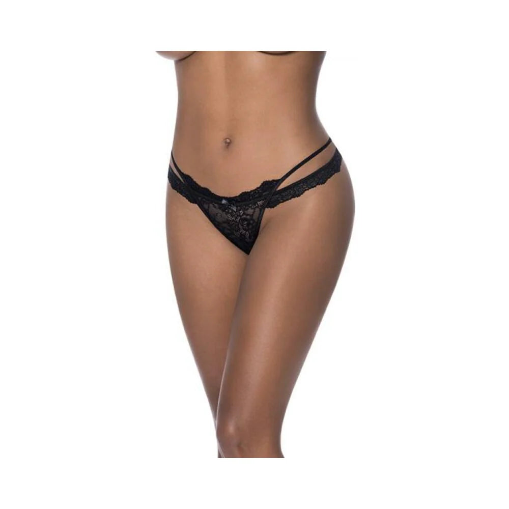 Magic Silk Ooh La Lace Cross Strap Split Crotch Tanga Black L/xl