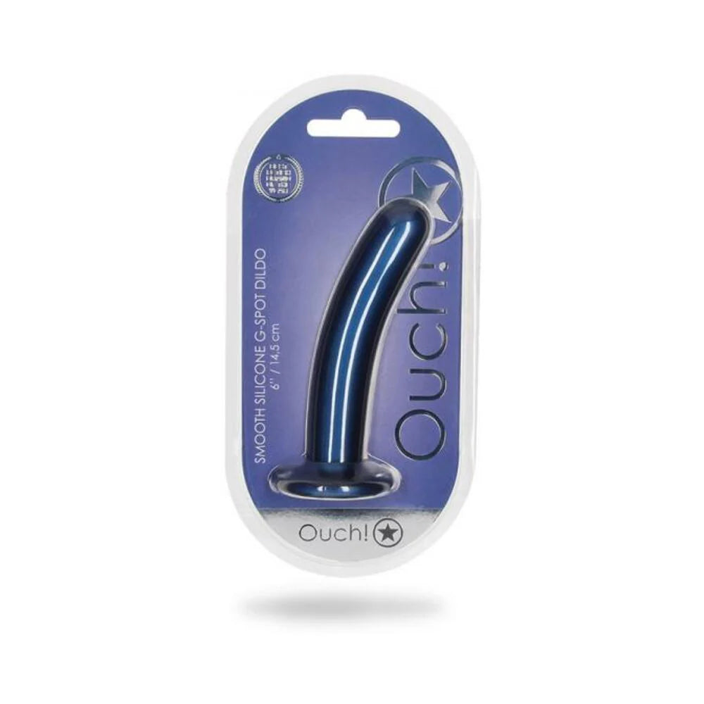 Shots Ouch! Smooth Silicone 6 In. G-spot Dildo Metallic Blue