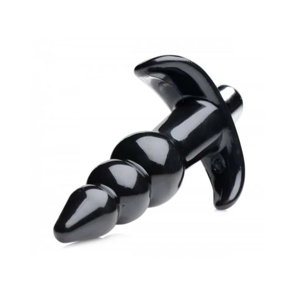 Ribbed Vibrating Butt Plug Black