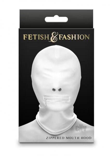 Fetish Fashon Zippered Mouth Hood Wht
