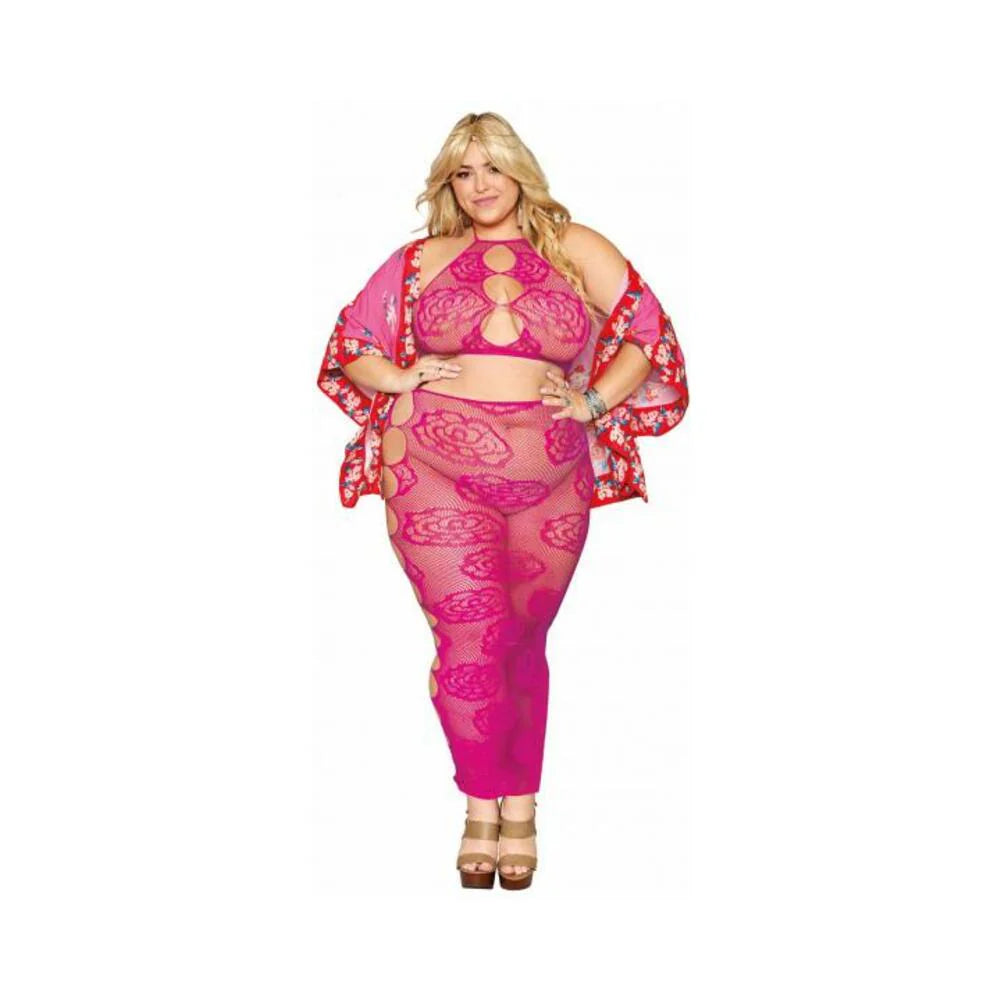 Bralette & Long Skirt Set Rose Pattern Beet Q/s