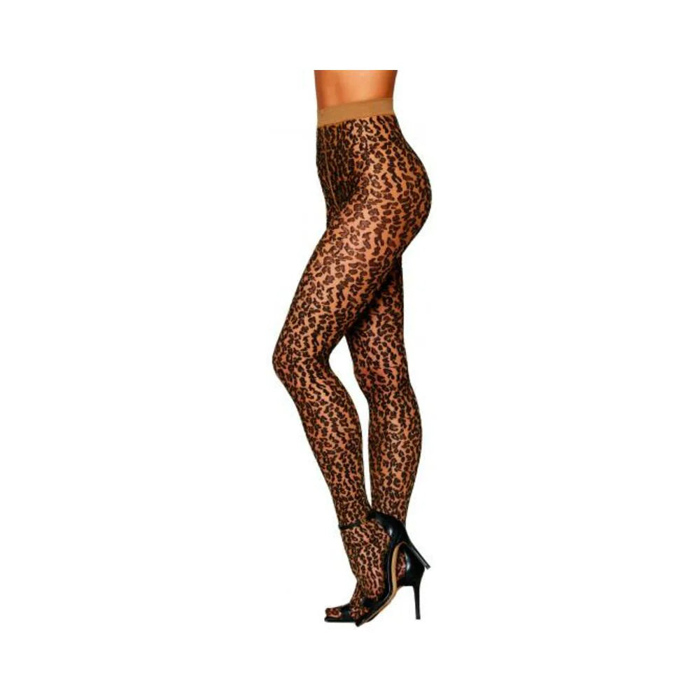 Sheer Leopard Pantyhose O/s