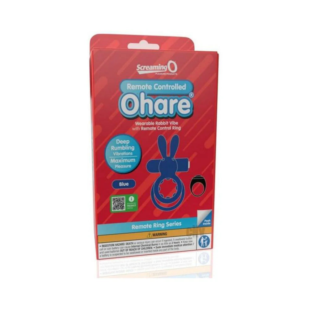 Screaming O Ohare Remote Controlled Vibrating Ring - Blue
