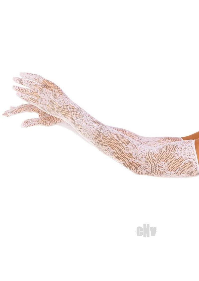 Seamless Opera floral Net Gloves Os Wht