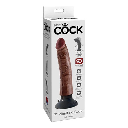 King Cock 7 Vibrating Cock - Brown