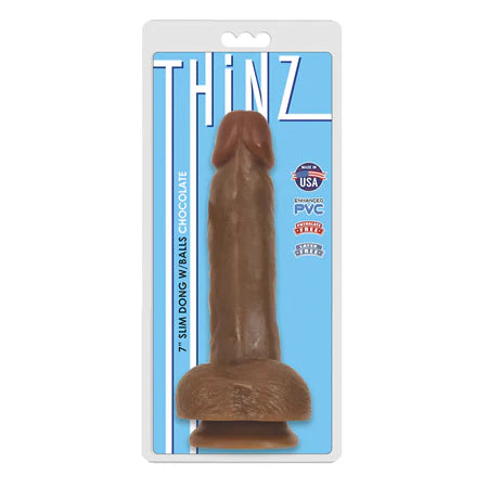 Curve Novelties Thinz 7 Slim Dong w/Balls - Chocolate