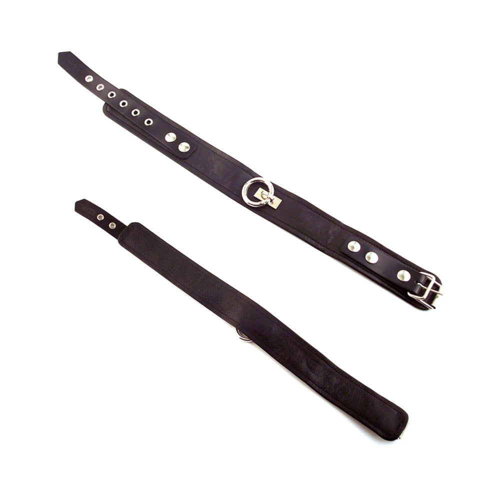 Rouge Leather Plain Collar 1 Ring Black