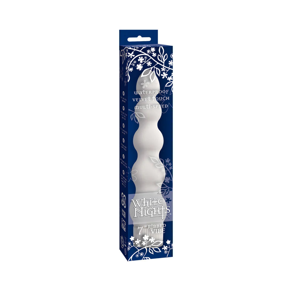 White Nights 7 inches Ribbed Vibrator
