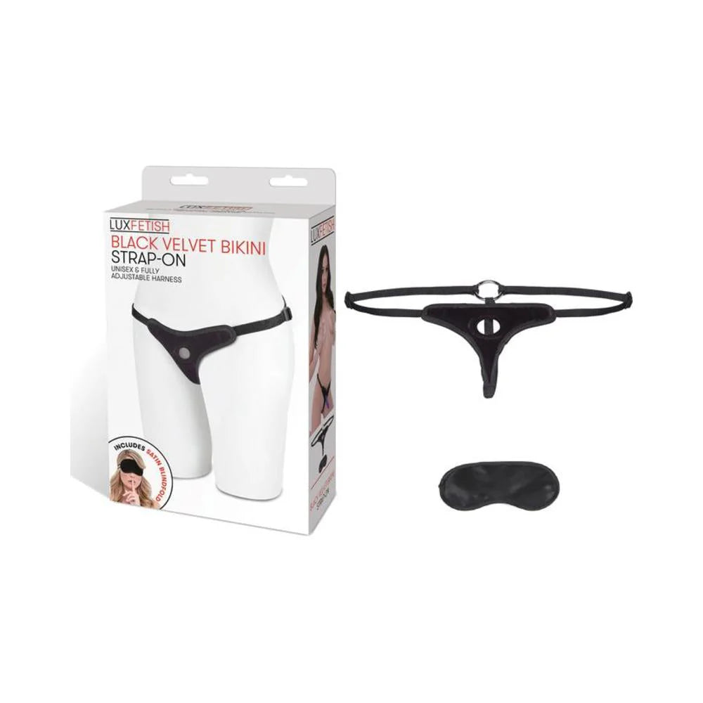 Lux Fetish Black Velvet Bikini Strap On O/S